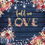 Mocsicka Blue Board and Pumpkin Flowers Fall in Love Backdrop
