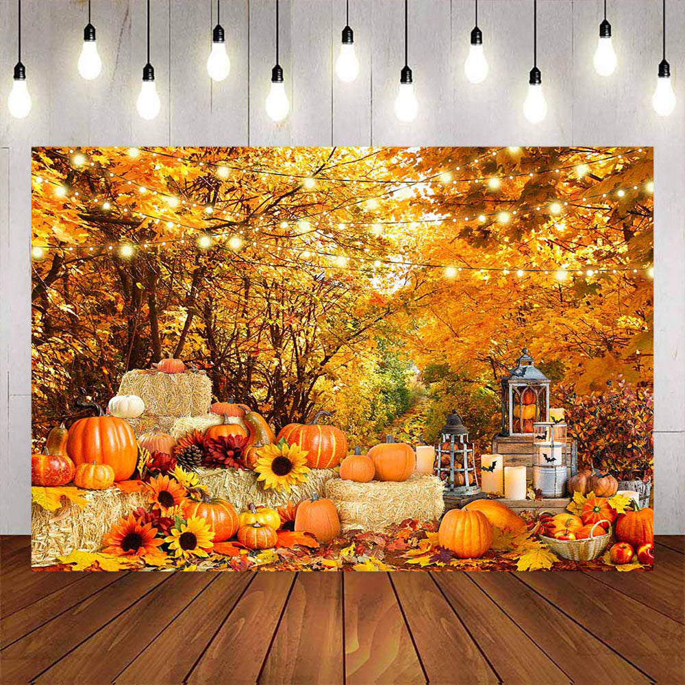 Mocsicka Autumn Theme Maple Forest and Pumpkin Photo Banner-Mocsicka Party