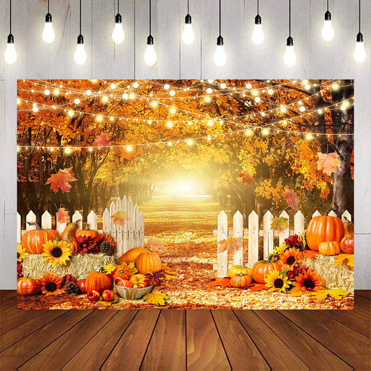 Mocsicka Autumn Theme Maple Forest and Pumpkin Fence Photo Banner ...