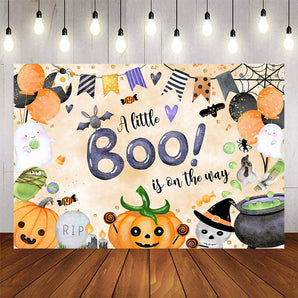 Mocsicka A Little Boo is on the Way Halloween Baby Shower Banner-Mocsicka Party