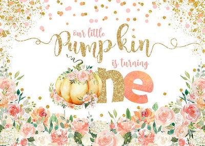 Mocsicka One Little Pumpkin isturning Baby Shower Back Drops Flower Background-Mocsicka Party