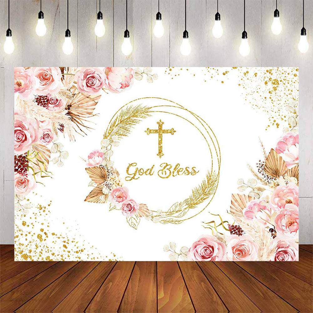 Mocsicka Baptism Backdrop God Bless Photo Banners-Mocsicka Party