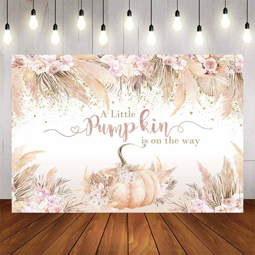 Mocsicka A Little pink Pumpkin is on the Way Baby Shower Back Drops Flower Background