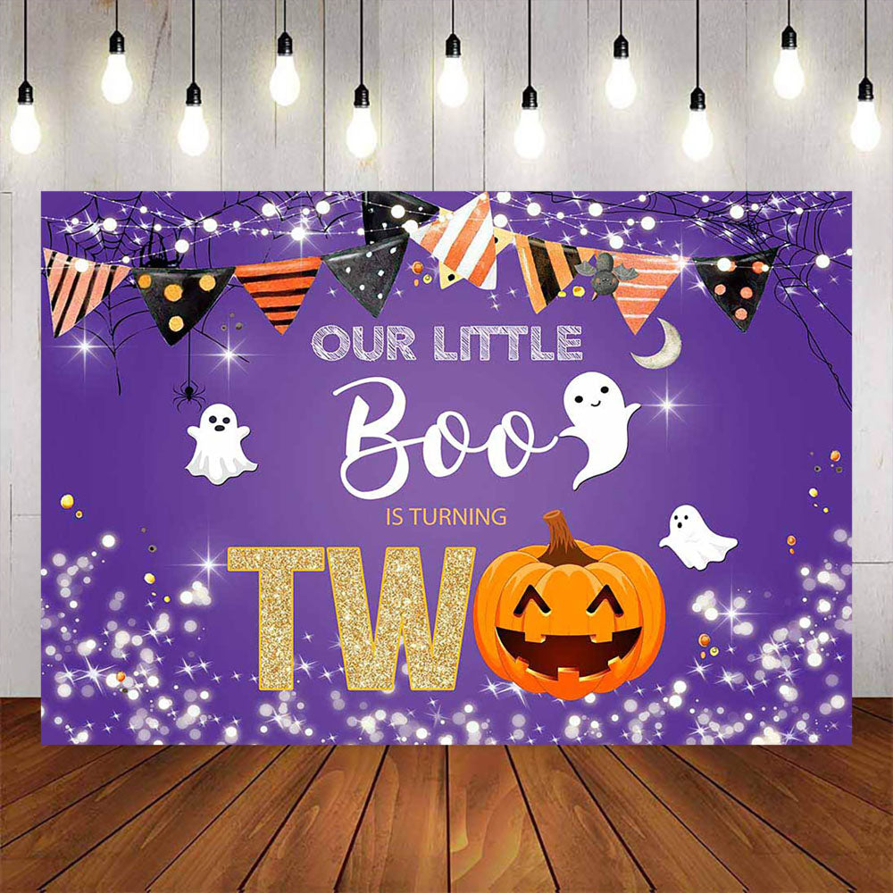 Mocsicka A Little Boo is turning Two Halloween Baby Shower Banner-Mocsicka Party