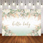 Mocsicka Green Flowers Hello Baby Shower Backdrop-Mocsicka Party