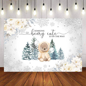 Mocsicka Someone Baby Cute is on the Way Toy Bear Baby Shower Backdrops-Mocsicka Party