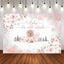 Mocsicka Pink Bear and Flower Baby It's Cold Outside Baby Shower Party Background-Mocsicka Party