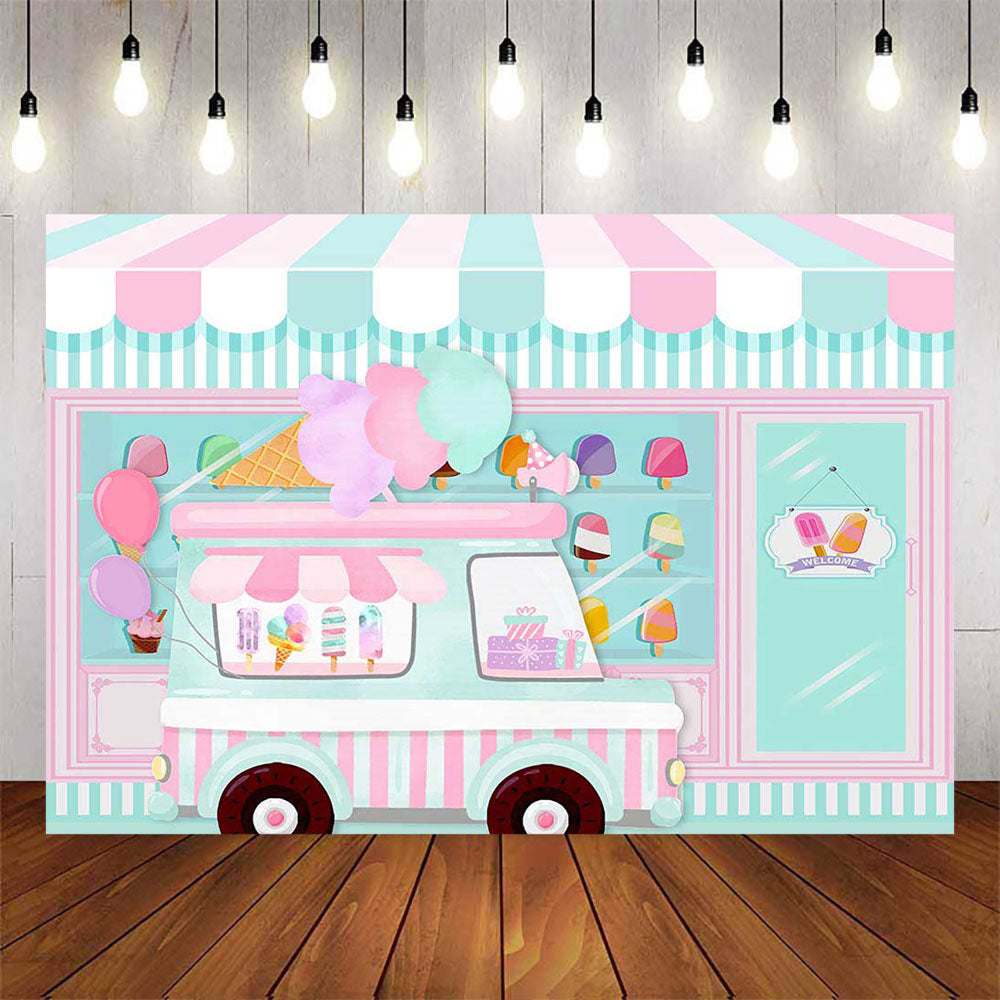 Mocsicka Party Icecream Cart Backdrop-Mocsicka Party