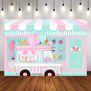 Mocsicka Party Icecream Cart Backdrop-Mocsicka Party