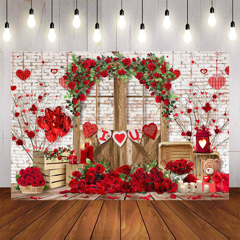 Mocsicka Red Rose Love Happy Valentine's Day Backdrop-Mocsicka Party