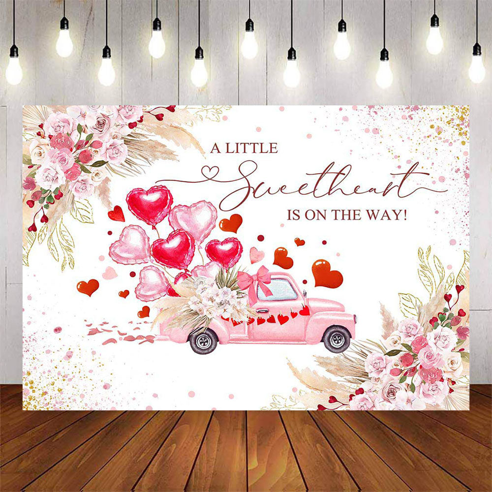 Mocsicka Valentine's Day a Little Sweet is on the Way Baby Shower Backdrop