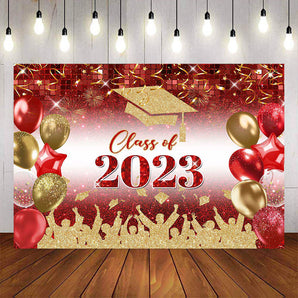 Mocsicka Red Congratulations Graduates Class of 2023 Backdrops