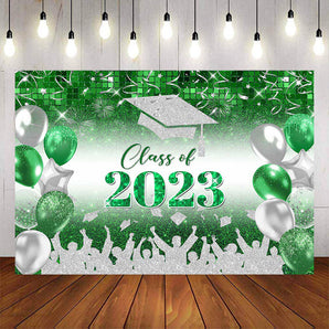 Mocsicka Green and Sliver Congratulations Graduates Class of 2023 Backdrops-Mocsicka Party