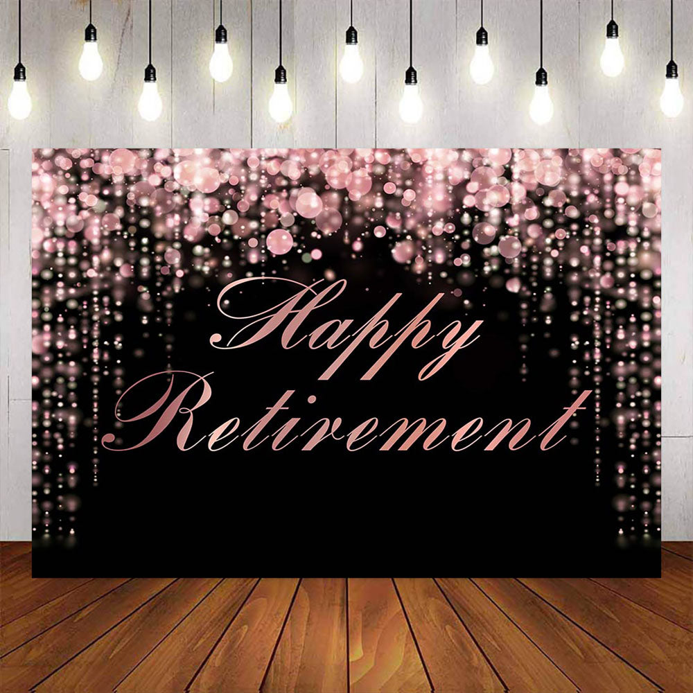 Mocsicka Pink and Black Happy Retirement Backdrop-Mocsicka Party