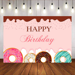 Mocsicka Donut Theme Happy Birthday Backdrop Custom Newborn Background-Mocsicka Party