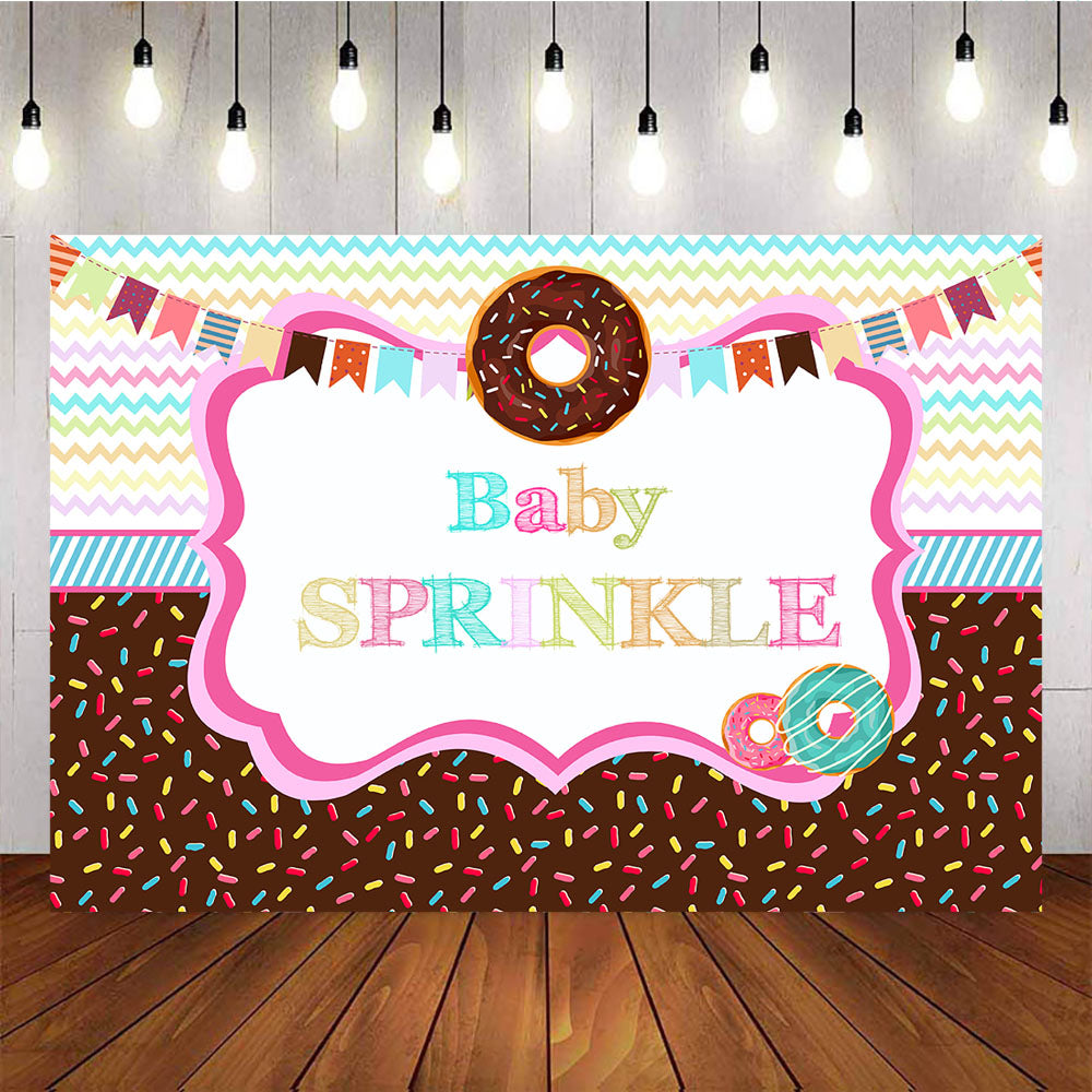 Mocsicka Chocolate Donut Backdrop Baby Sprinkle Birthday Party Supplies-Mocsicka Party