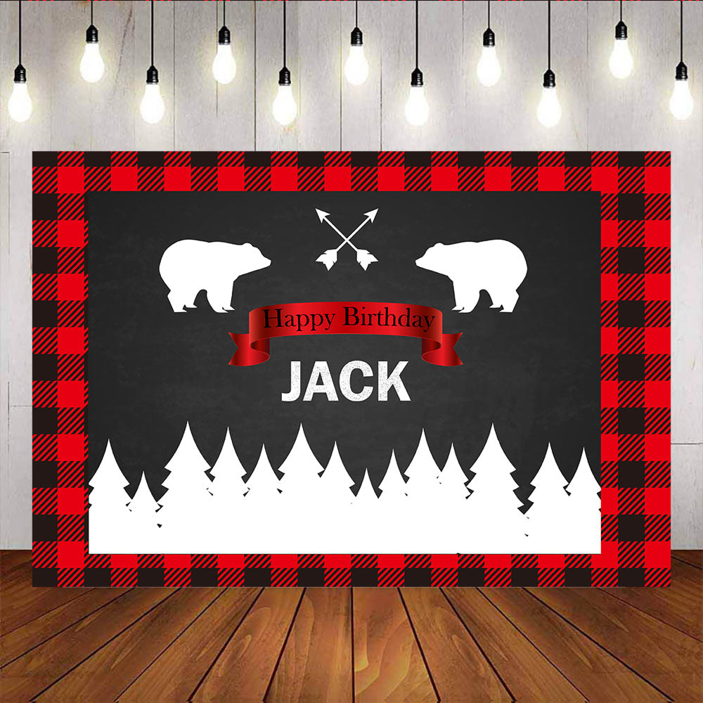 Mocsicka Lumberjack Red Plaid Theme Birthday Party Prop Forest Bears Background-Mocsicka Party