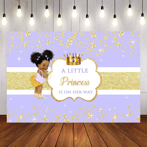 Mocsicka A Little Princess is on Her Way Backdrop Royal Girl Golden Diamonds Baby Shower Background-Mocsicka Party