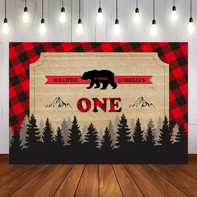 Mocsicka Lumberjack Red Plaid Backdrop First Birthday Party Decor Background-Mocsicka Party
