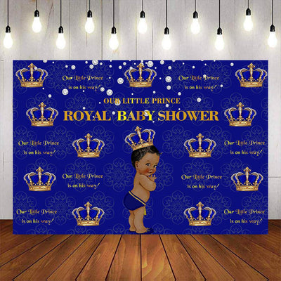 Mocsicka Royal Baby Shower Golden Crown Step and Repeat Diamonds Back Drop-Mocsicka Party