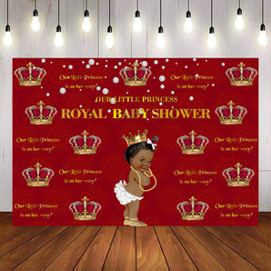 Mocsicka Royal Baby Shower Golden Crown Step and Repeat Red Back Drop-Mocsicka Party