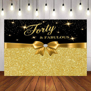 Mocsicka 40th Birthday Party Backdrop Gold Bow Shining Little Stars Backdrops