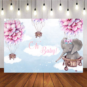 Mocsicka Oh Baby Backdrop Adventure Elephant Baby Shower Backdrops