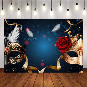 Mocsicka Masquerade Party Supplies Black Golden Mask Red Rose Confetti Back Ground-Mocsicka Party