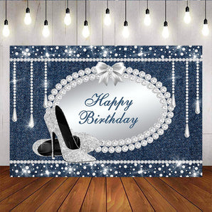 Mocsicka Denim and Demonds Birtday Backdrop High Heels Backdrops