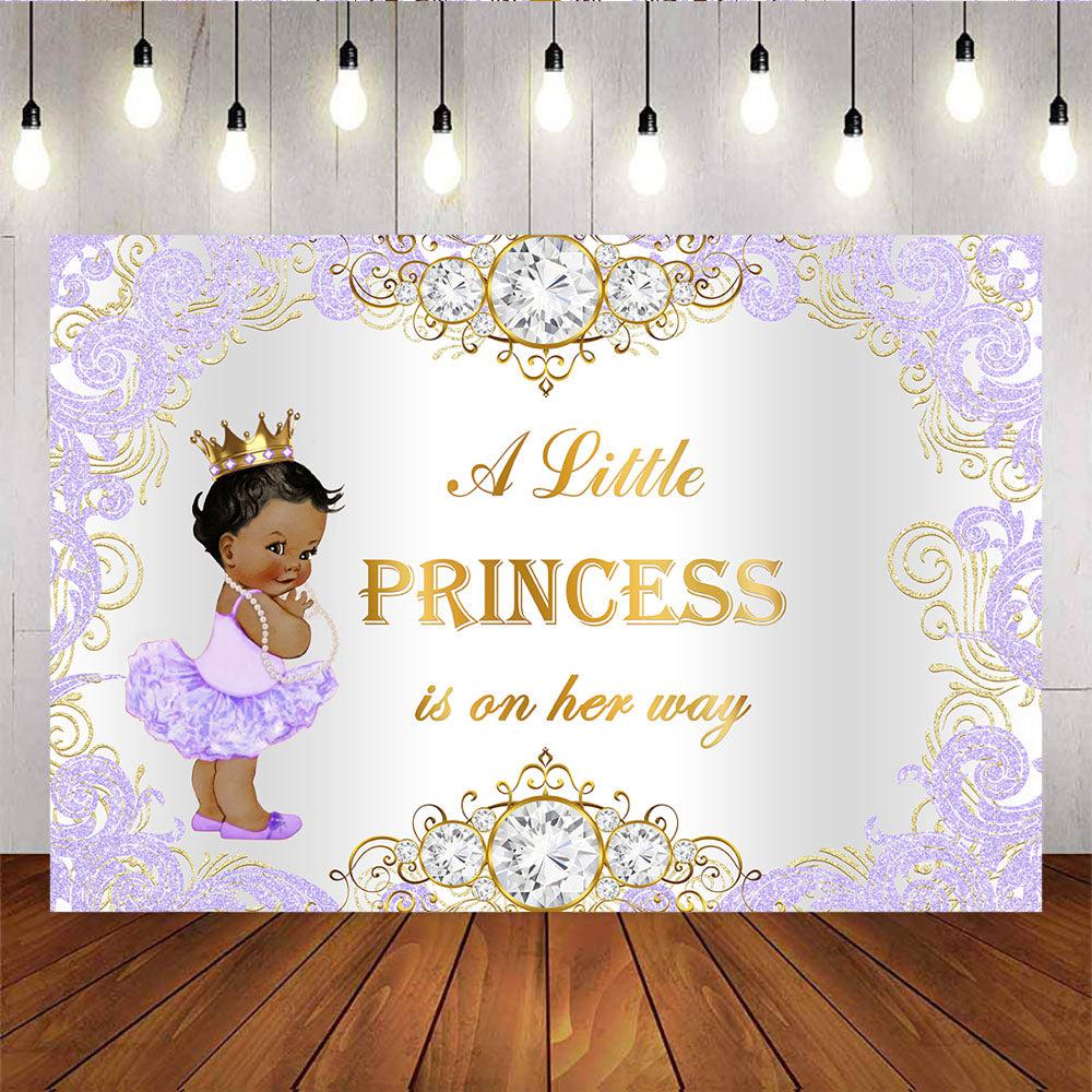 Mocsicka Little Princess is on Her Way Baby Shower Backdrop Custom Backdrops