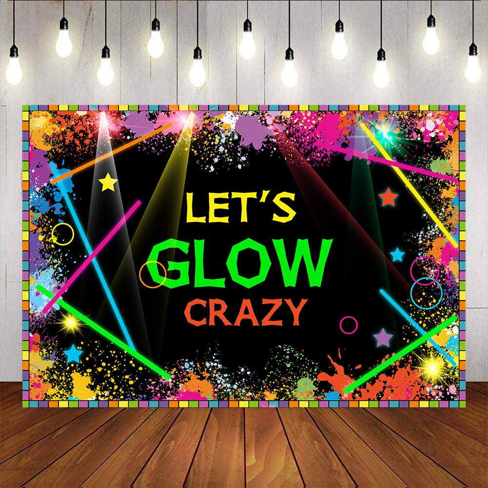 Mocsicka Let's Glow Back Ground Laser Neon Splatter Paint Photo Backdrop-Mocsicka Party