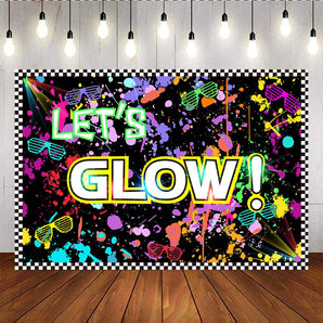 Mocsicka Let's Glow Party Backdrop Painted Graffiti Wall Backdrops