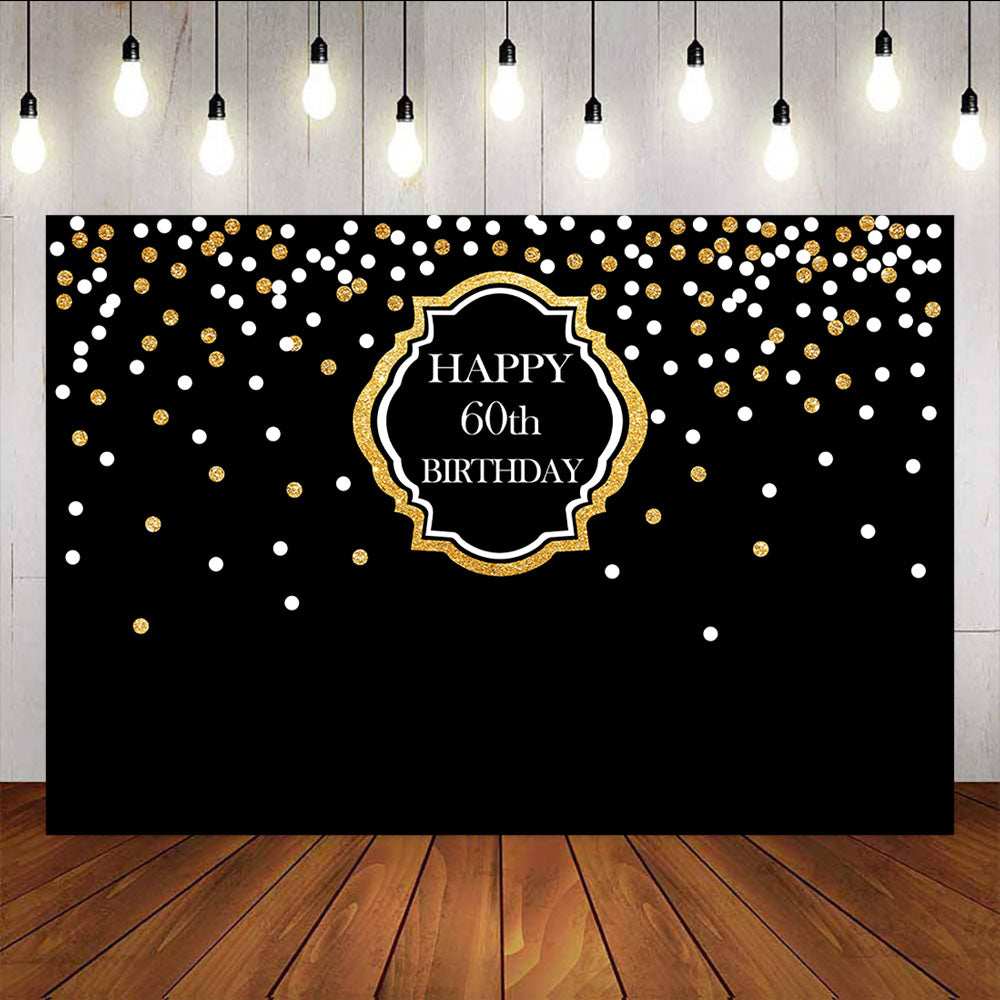 Mocsicka Happy 60th Birthday Party Decor Props Gold White Dots Background-Mocsicka Party