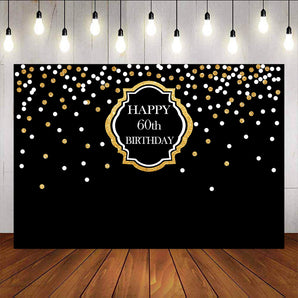 Mocsicka Happy 60th Birthday Party Decor Props Gold White Dots Background-Mocsicka Party