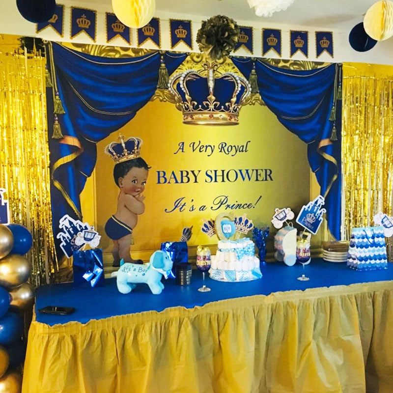 Mocsicka Royal Prince Baby Shower Backdrop Personalized Birthday Backdrops-Mocsicka Party