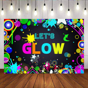 Mocsicka Let's Glow Backdrop Painted Graffiti Splash Party Decor Props-Mocsicka Party