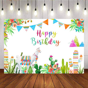 Mocsicka Mexican Fiesta Birthday Backdrop Cactus Alpaca Newborn Party Backdrops