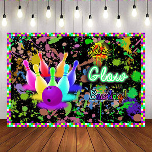 Mocsicka Let's Glow Backdrop Painted Graffiti Bowling Party Prop-Mocsicka Party