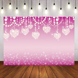 Mocsicka Valentine's Day Backdrop Pink Heart Shining Stars Photo Background-Mocsicka Party