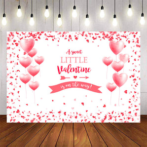 Mocsicka a Little Sweet Valentine is on the Way Baby Shower Backdrop Valentine's Day-Mocsicka Party