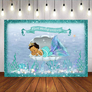 Mocsicka Mermaid Baby Shower Backdrop Custom Birthday Backdrops