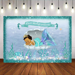 Mocsicka Mermaid Baby Shower Backdrop Custom Birthday Backdrops