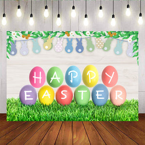 Mocsicka Happy Easter Party Decoration Grassland Colorful Eggs Photo Background-Mocsicka Party