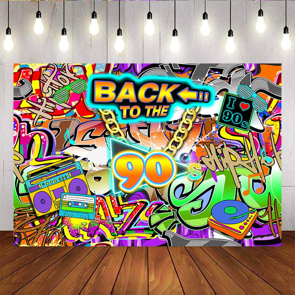 Mocsicka Back to the 90s Hip Hop Theme Party Supplies Graffiti Photo Background-Mocsicka Party