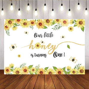Mocsicka 1st Birthday Party Backdrop Sunflower and Bee Baby Shower Backdrops