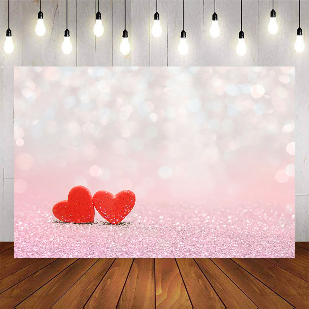 Mocsicka Happy Valentine's Day Red Hearts Glitter Backdrops-Mocsicka Party