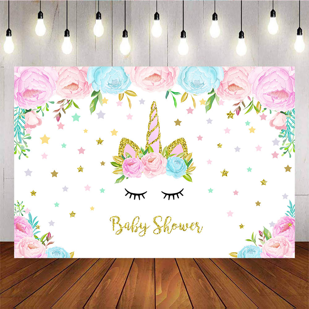 Mocsicka Unicorn Theme Baby Shower Backdrop Custom Newborn Party Props-Mocsicka Party