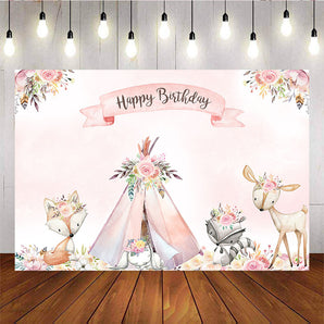 Mocsicka Woodland Theme Birthday Party Backdrop Custom Newborn Backdrops