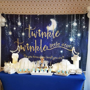 Mocsicka Twinkle Little Star Baby Shower Backdrops Birthday Party Backdrop-Mocsicka Party