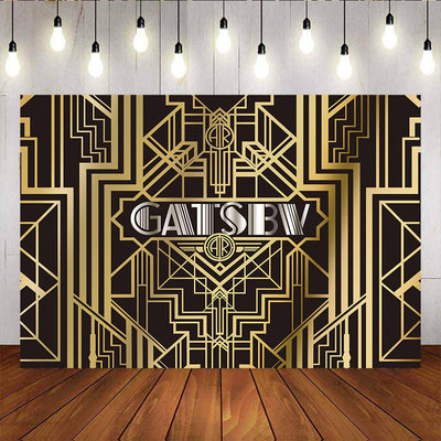 Mocsicka The Great Gatsby Backdrops Happy Birthday Party Banner Decoration-Mocsicka Party